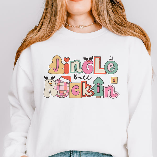 Jingle Bell Rockin Retro Christmas Unisex Heavy Blend Crewneck Sweatshirt