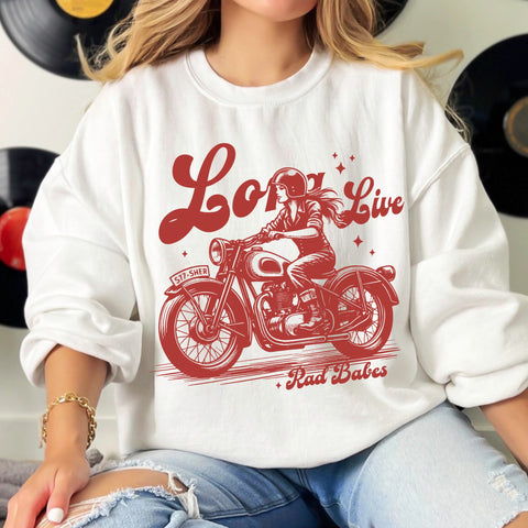 Long Live Rad Babes Feminist Motorcycle Unisex Heavy Blend Crewneck Sweatshirt