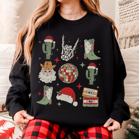 Western Disco Christmas Unisex Heavy Blend Crewneck Sweatshirt