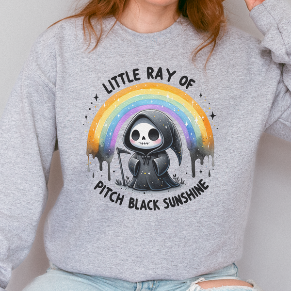 Little Ray of Pitch Black Sunshine Grim Reaper Unisex Heavy Blend Crewneck Sweatshirt