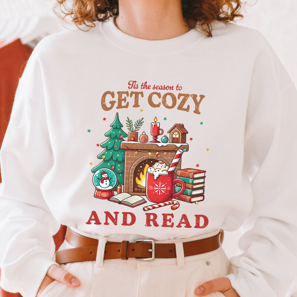 Tis the Season to Get Cozy and Read Christmas Unisex Heavy Blend Crewneck Sweatshirt