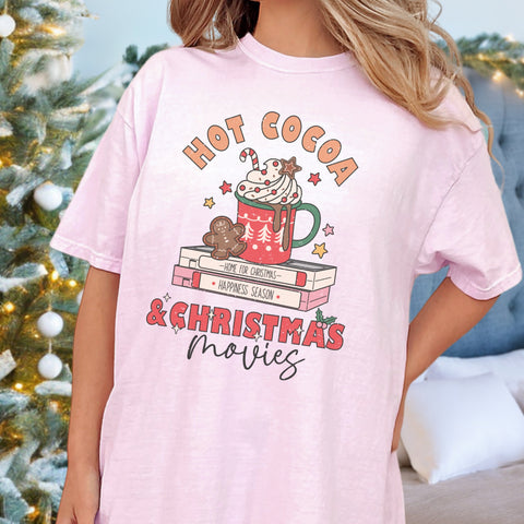 Hot Cocoa and Christmas Movies Comfort Colors Unisex Garment-Dyed T-shirt