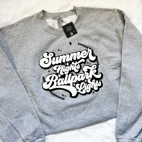Summer Nights and Ballpark Lights Crewneck Sweatshirt