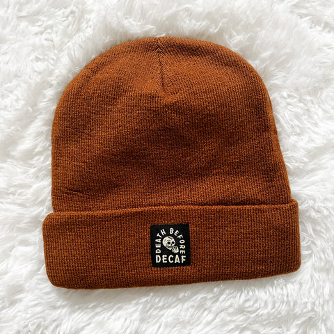 Death Before Decaf Coffee Beanie Hat