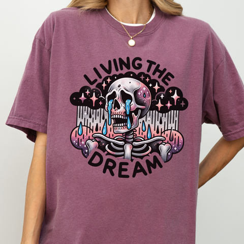 Living the Dream Skeleton Graphic Tshirt