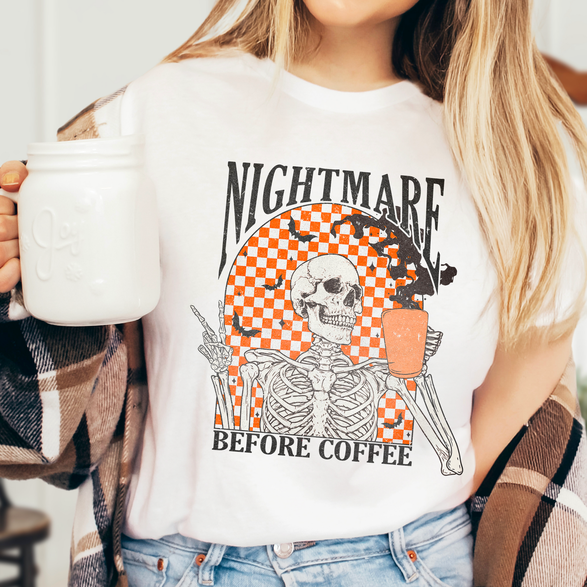 Nightmare Before Coffee Halloween Graphic Tshirt