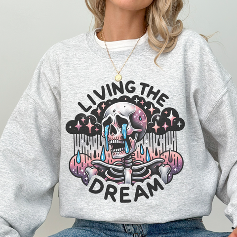 Living the Dream Skull Crewneck Sweatshirt