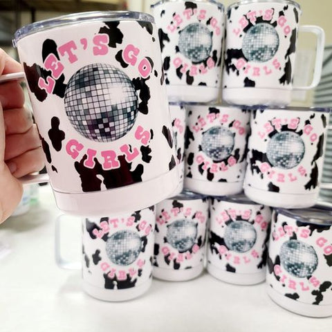Let's Go Girls Cow Print Travel Cup