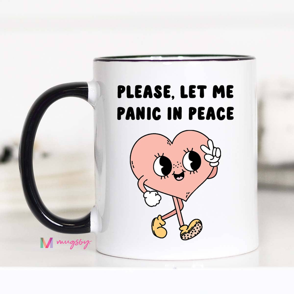 Please Let me Panic in Peace Funny Coffee Mug, Retro Mug: 11oz