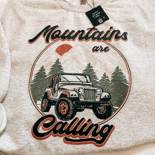Mountains Are Calling Adventure Offroad Jeep Crewneck Sweatshirt