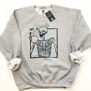 Skeleton Coffee Crewneck Sweatshirt