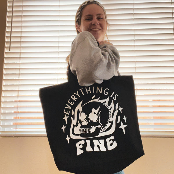 Everything is Fine Skull 25L Zippered Tote Bag