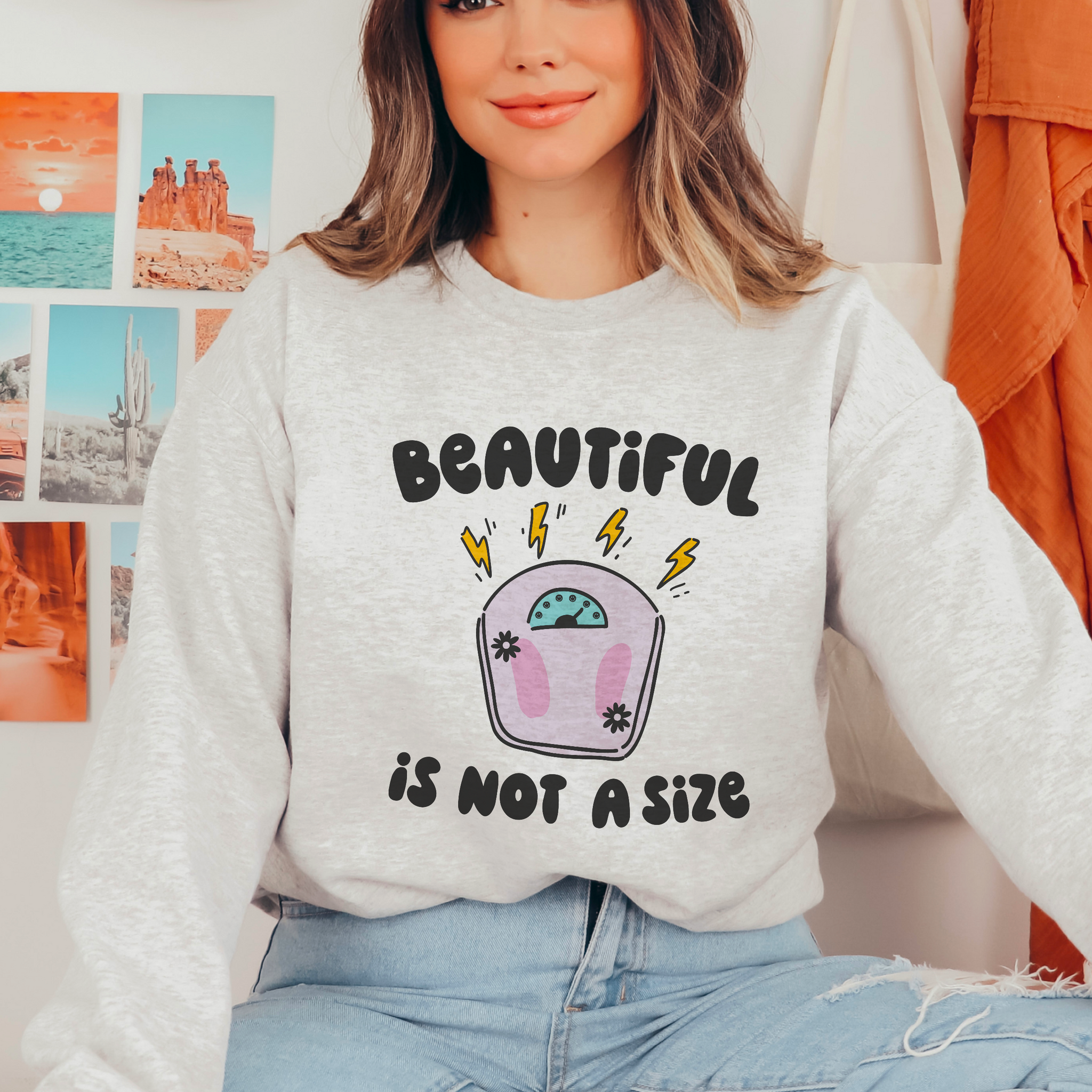 Beautiful is Not a Size Body Positivity, Body Neutrality Crewneck Sweatshirt