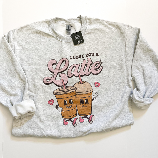 I Love You a Latte Iced Coffee Valentine's Day Crewneck Sweatshirt