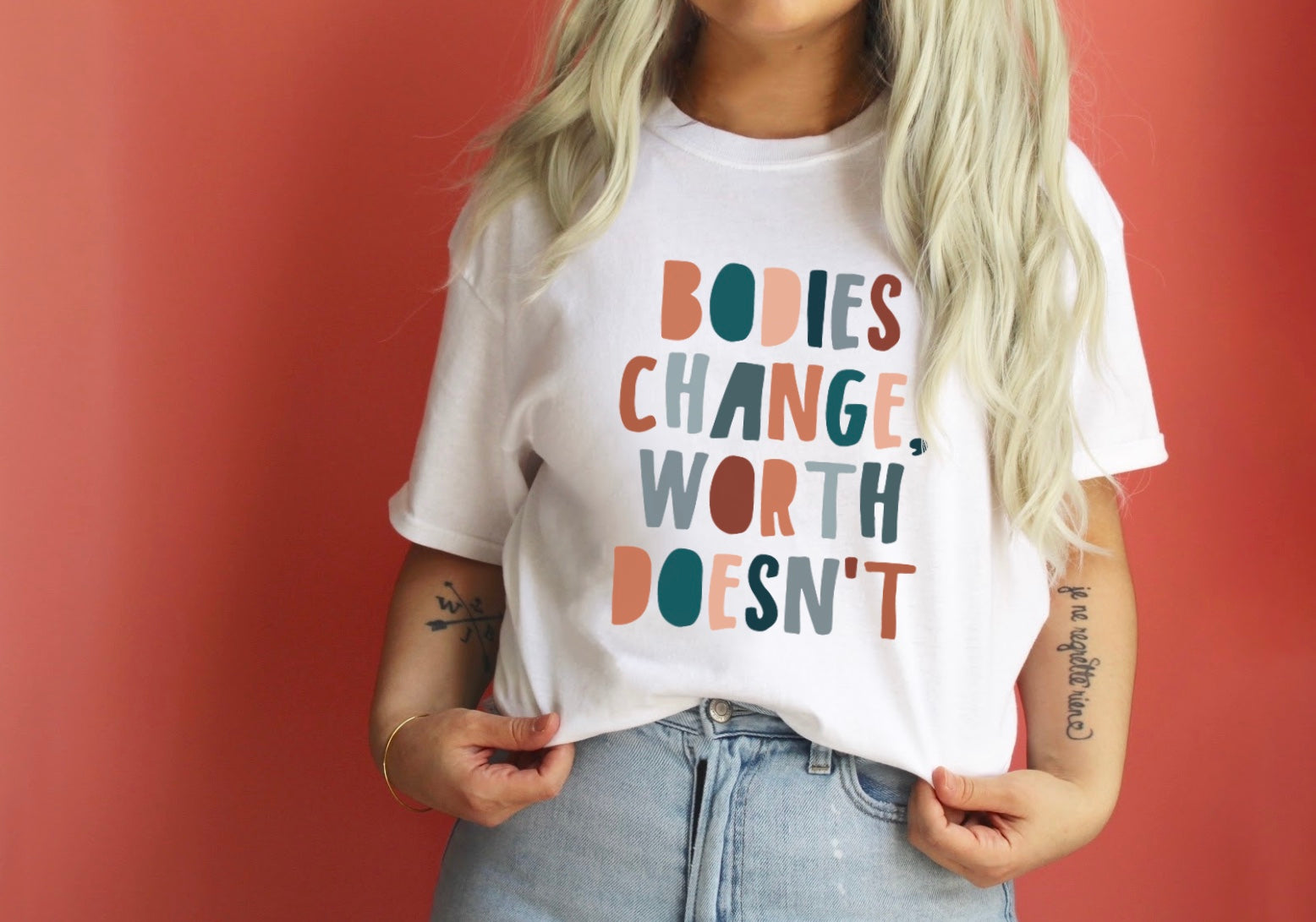 Bodies Change, Worth Doesn't Body Positivity Graphic Tee