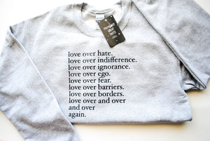 Love Over Hate Crewneck | Love Graphic Sweater | No Hate More Love Gift for Her