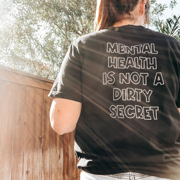Mental Health is Not a Dirty Secret Graphic Tee | Floral Brain TShirt | Comfort Colors Pepper | End the Stigma Tee