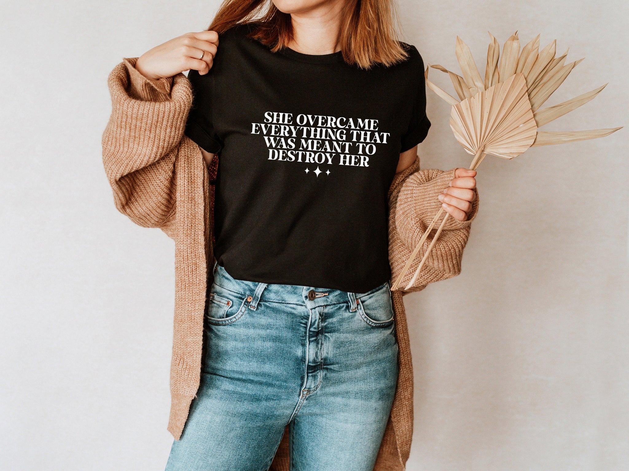 She Overcame Everything That Was Meant to Destroy Her Graphic Tshirt | Trauma Recovery, Mental Health Shirt | Gift for Her