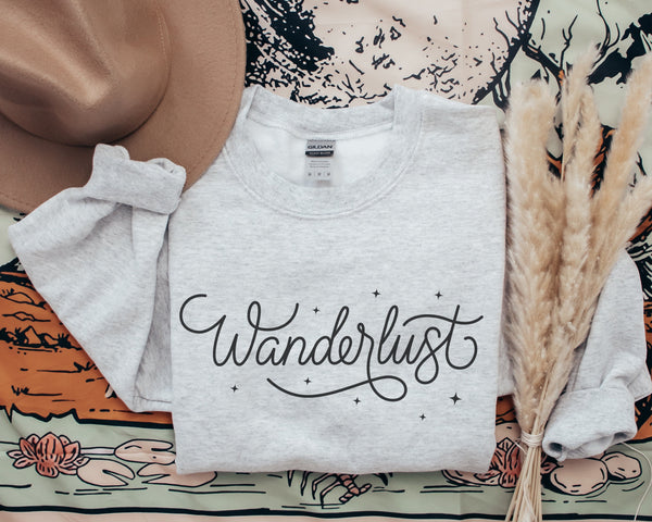 Wanderlust Crewneck Sweatshirt | Wanderer, Adventurer Sweater | Gift for Traveler | Gift for Her