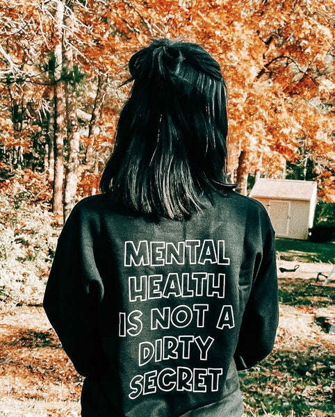 Mental Health is Not a Dirty Secret Graphic Crewneck | Floral Brain Sweatshirt | End the Stigma Crewneck FRONT AND BACK