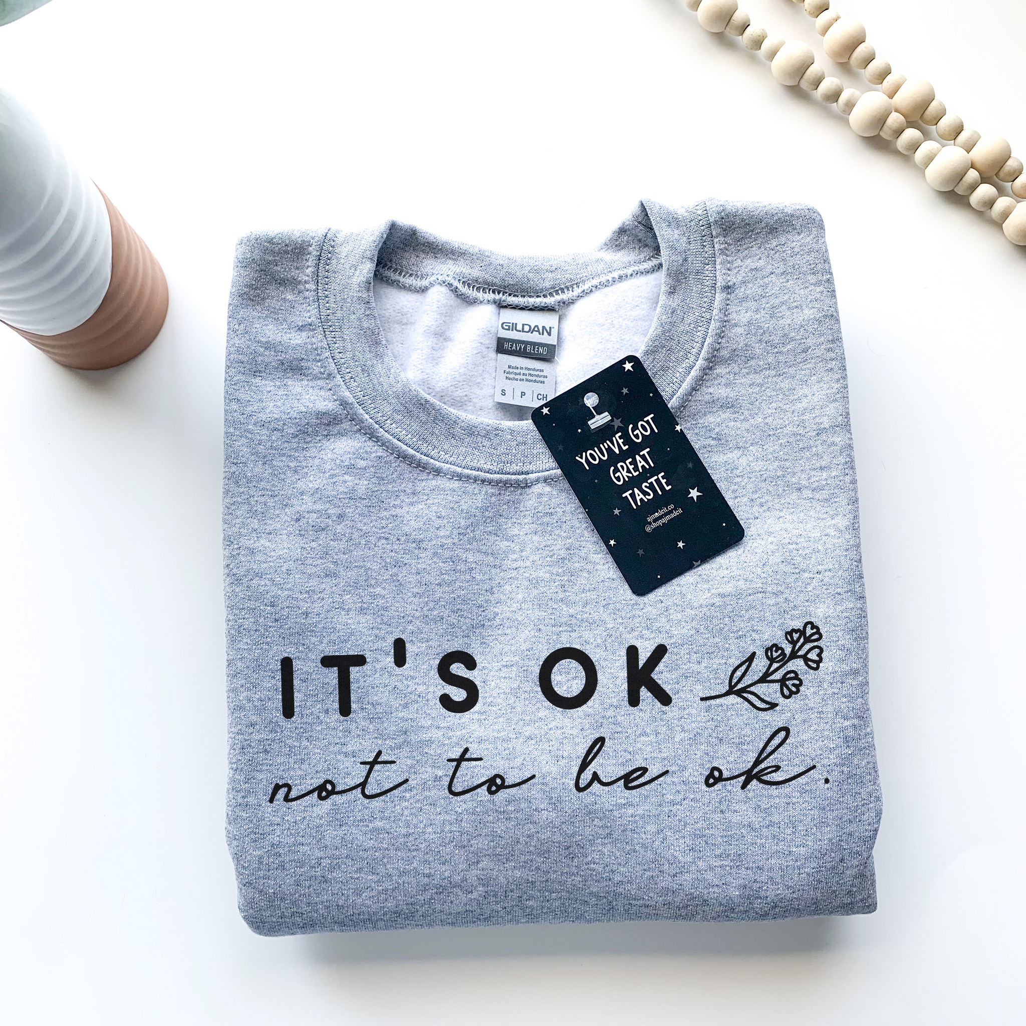 It's Okay Not To Be Okay Mental Health Crewneck | Mental Health Sweatshirt | Gildan Sport Gray Pullover | Graphic Sweater